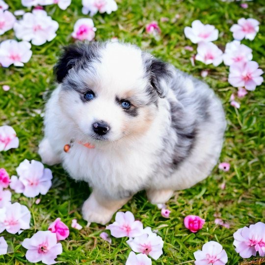 chiot Berger americain miniature Bleu Merle Vanille Elevage des Minis Gardians